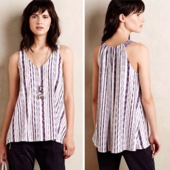 Puella for Anthropologie Striped Swing Tank Tunic - Picture 1 of 7